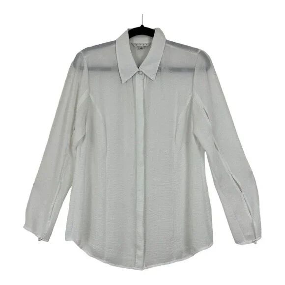 Cabi Medium White Long Sleeve Blouse Runaway Cut-Out Sleeves Style 589 - Picture 1 of 3